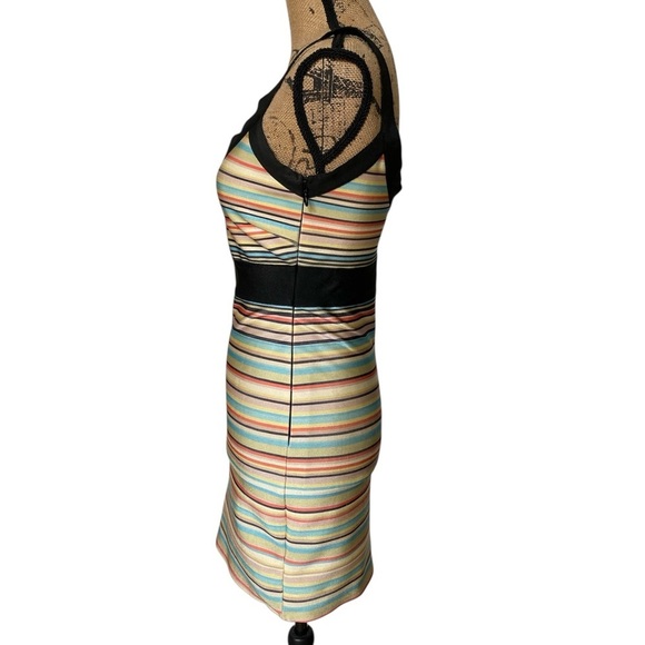 Wow Couture Bandage BodyCon Multicolored Striped Mini Dress Women’s Size Medium - Picture 3 of 11